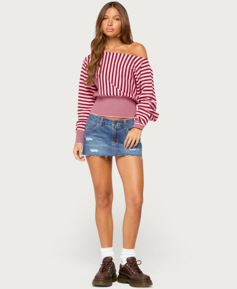 Women's Brida Off-the-Shoulder Long-Sleeve Striped Sweater
