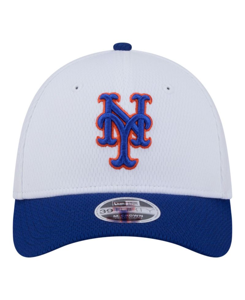 Big Boys and Girls White/Royal New York Mets Baseball 39THIRTY M-Crown Flex Hat