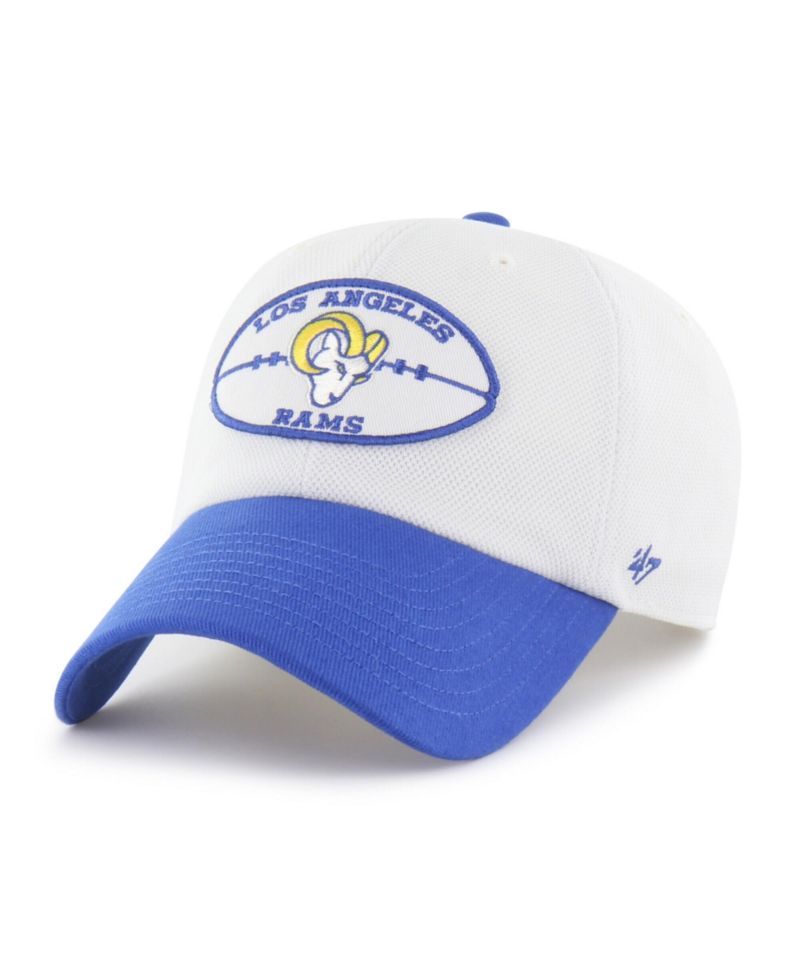 Men's Cream/Royal Los Angeles Rams Pique Patch Clean Up Adjustable Hat