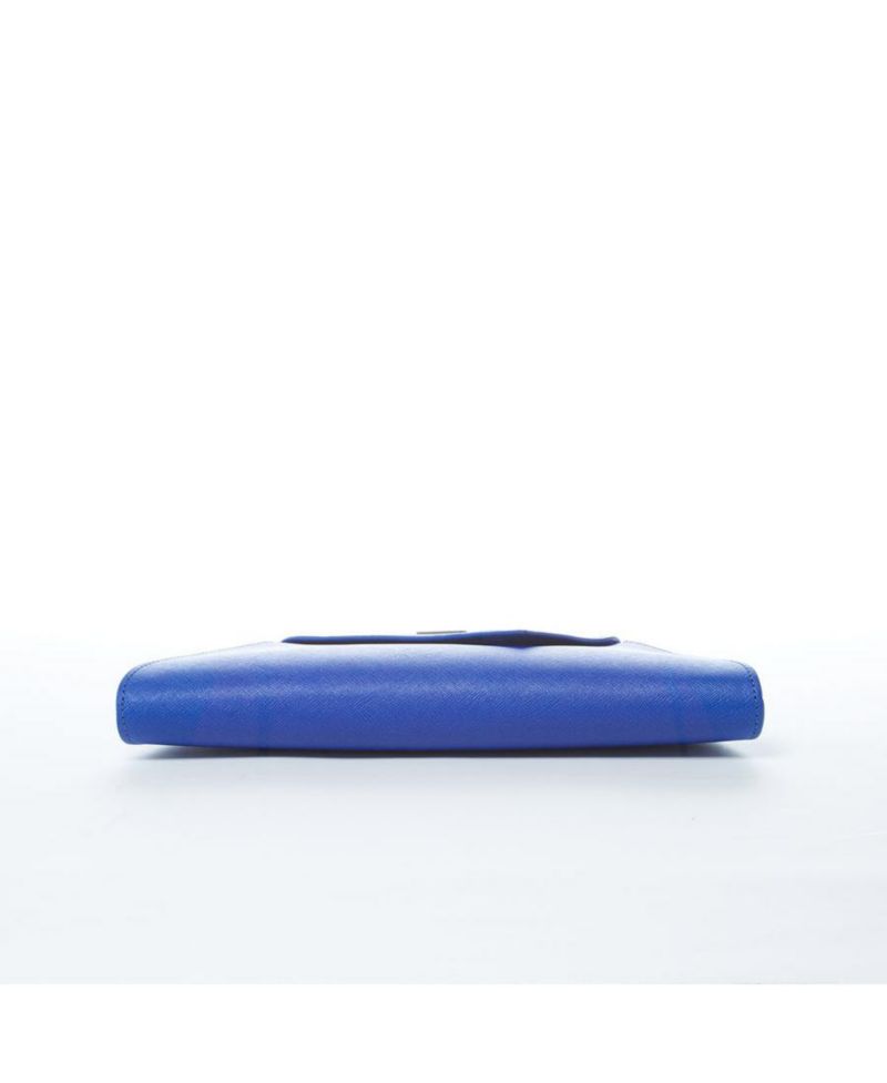 Saffiano Leather Clutch Bag Evening Purse Crossbody Cobalt Blue Unique Women's Handbag