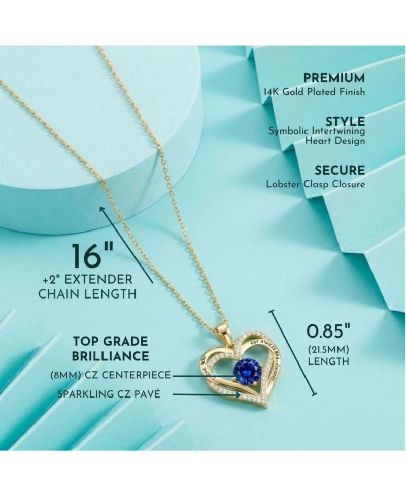 Timeless 14K Gold Plated Heart CZ ''I Love You'' Pendant