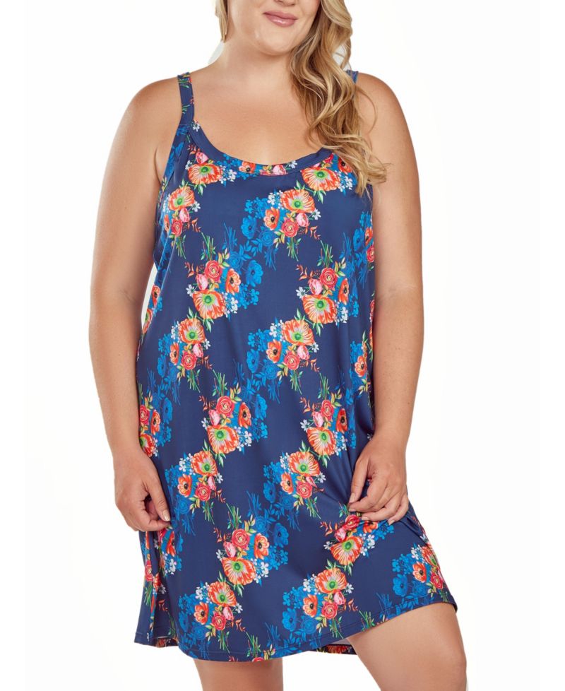 Plus Size Floral Microfiber Nightgown