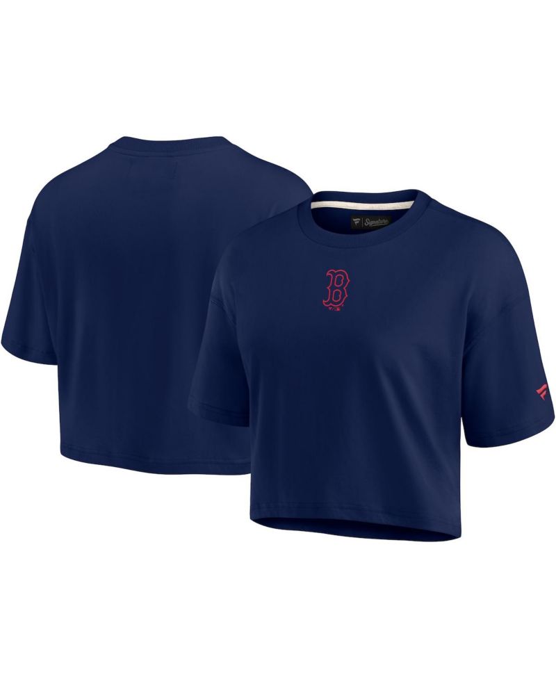 Women's Navy Boston Red Sox Super Soft Short Sleeve Cropped T-shirt
