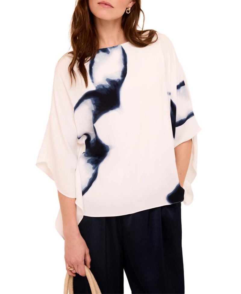 Women's Print Short-Batwing Blouse
