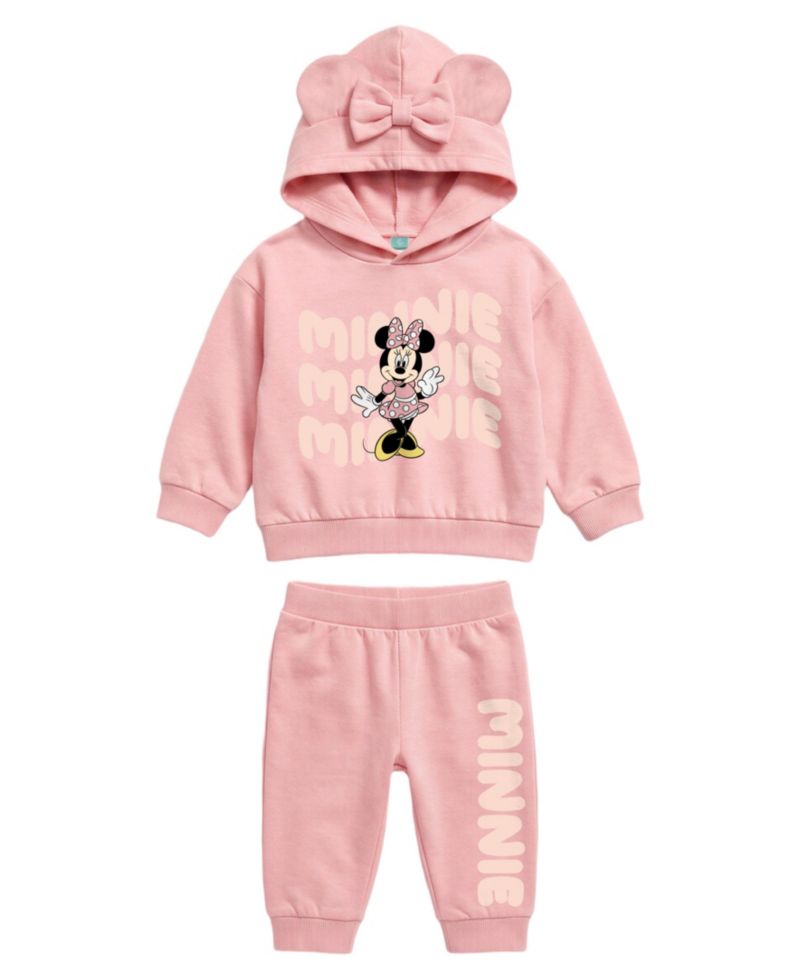 Baby Girls' Minnie Mouse Hooded Long-Sleeve Hoodie and Jogger Pants, 2-Piece Set
