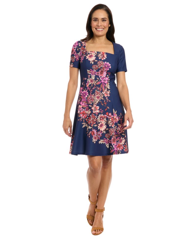 Women's Short-Sleeve Fit and Flare Dress