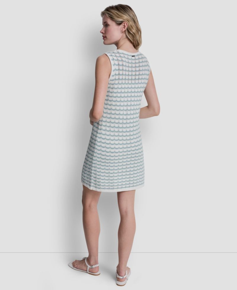 Women's Sleeveless Crew Neck Pointelle Dress
