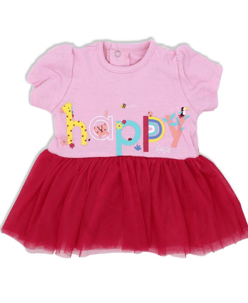 Baby Girls Short Sleeved Happy Tutu Dress and Leggings, 2 Piece Set