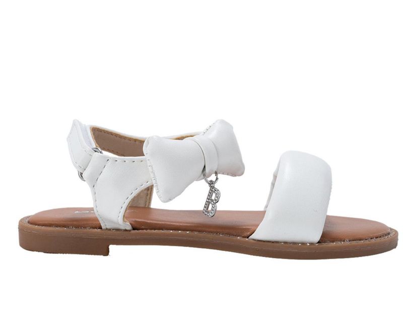 Little Girls Girl's Fashion Sandals - Dressy Shoes with Puffy Bow and Hanging Logo Charm