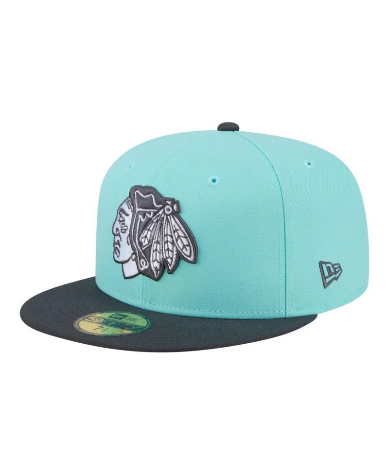 Men's Turquoise/Charcoal Chicago Blackhawks Two-Tone Color Pack 59FIFTY Fitted Hat