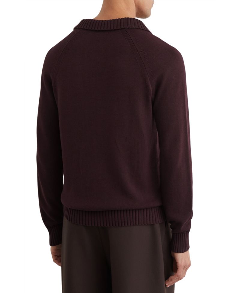 Men's Ashdown Raglan-Sleeve Open-Collar Cotton Polo Sweater
