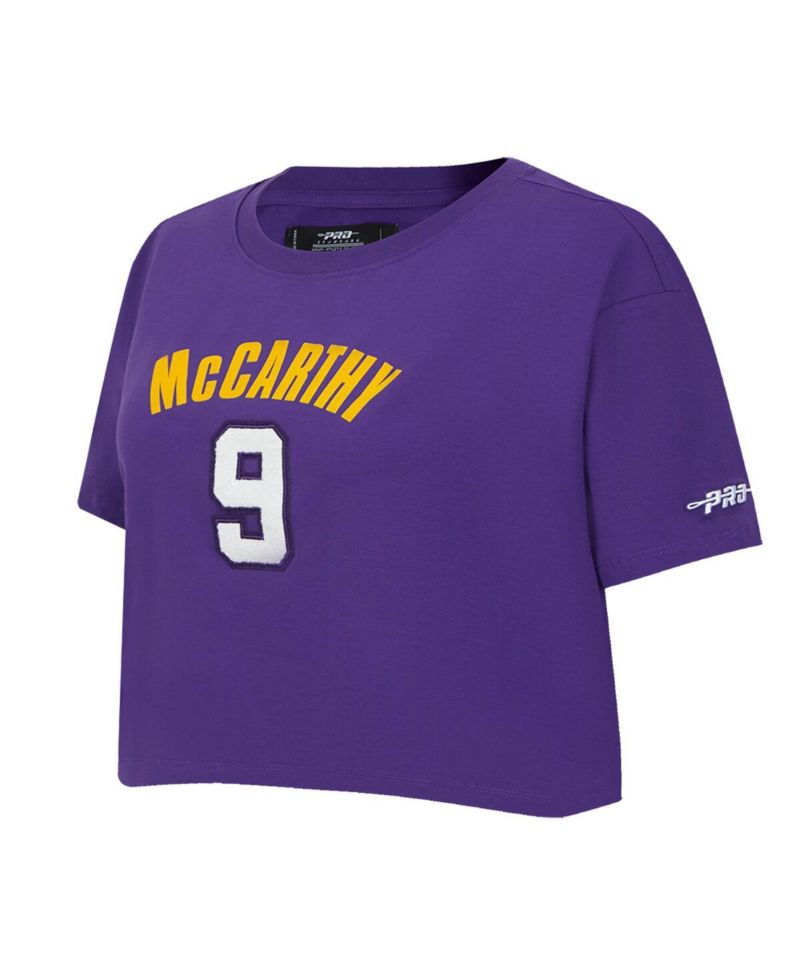Women's J.J. McCarthy Purple Minnesota Vikings Player Name & Number Cropped Boxy T-Shirt