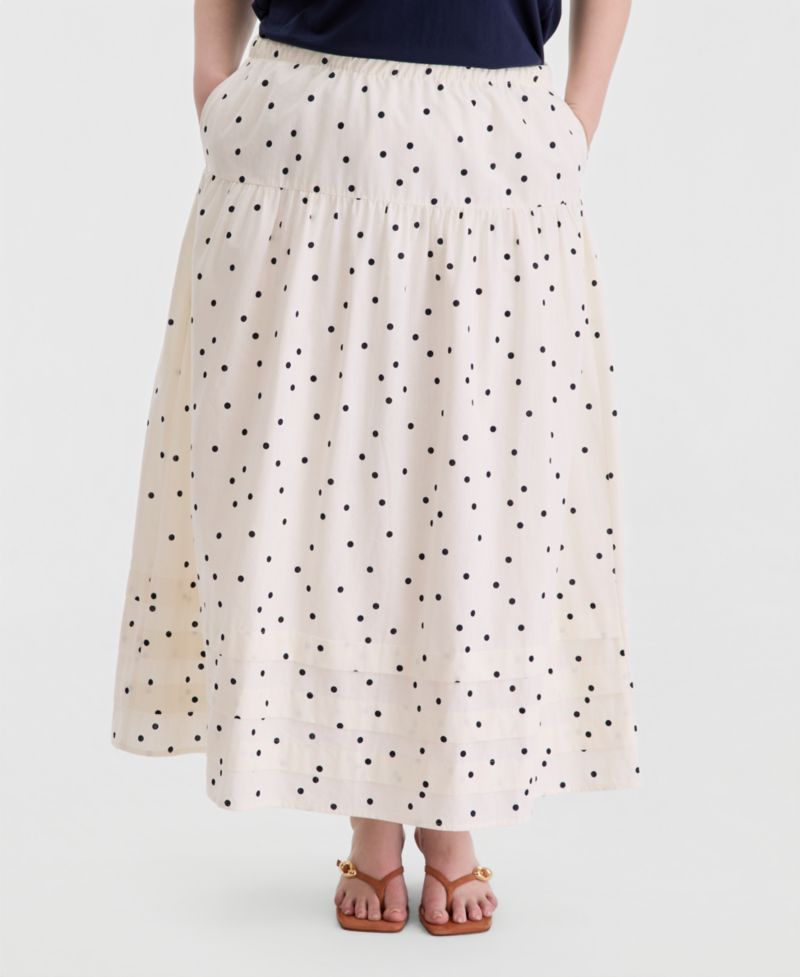 Trendy Plus Size Dot Print Maxi Skirt