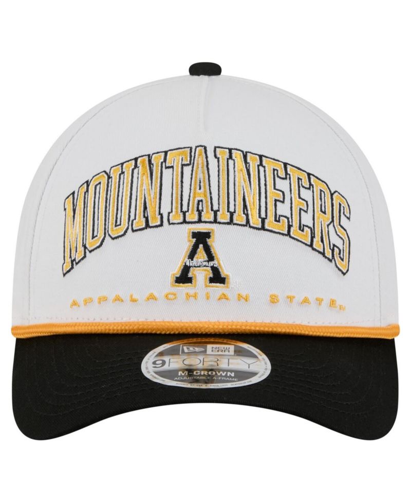 Men's White/Black Appalachian State Mountaineers Arch Two-Tone Rope 9FORTY A-Frame M-Crown Adjustable Hat