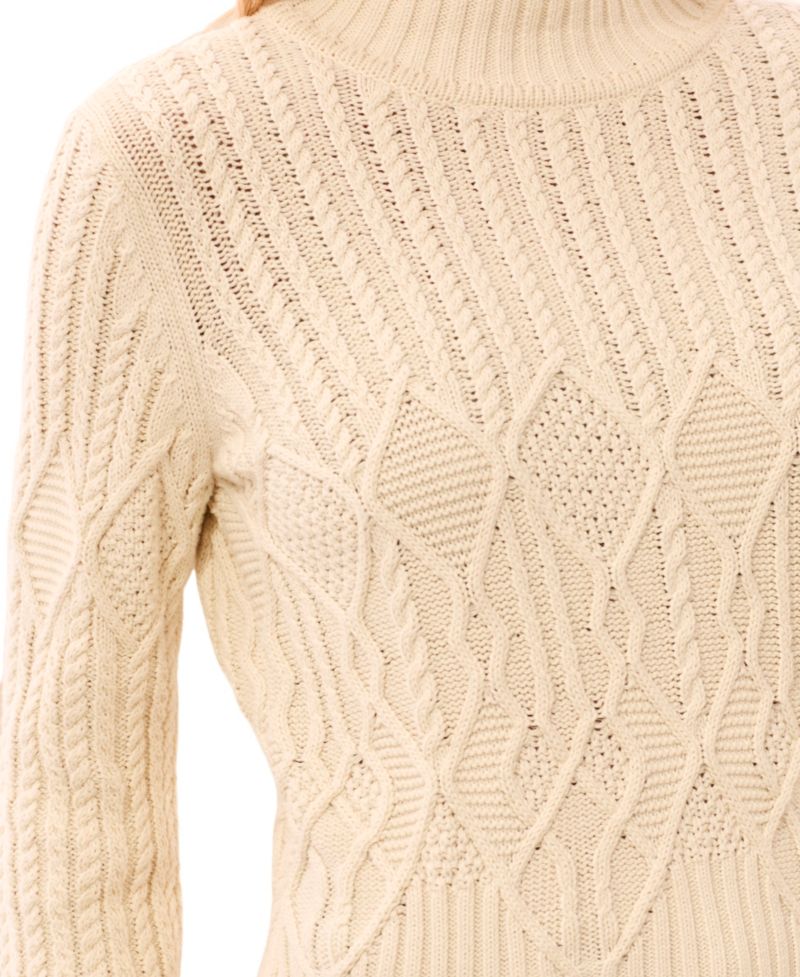 Women's Mock Neck Cable Knit Long Sleeve Sweater