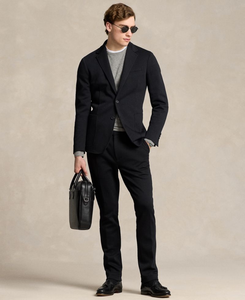 Men's Pleated Double-Knit Suit Trousers