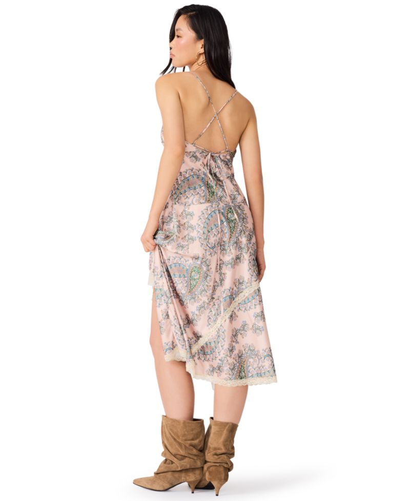 Women's Kamrynn High-Low Paisley-Print Lace-Trim Dress