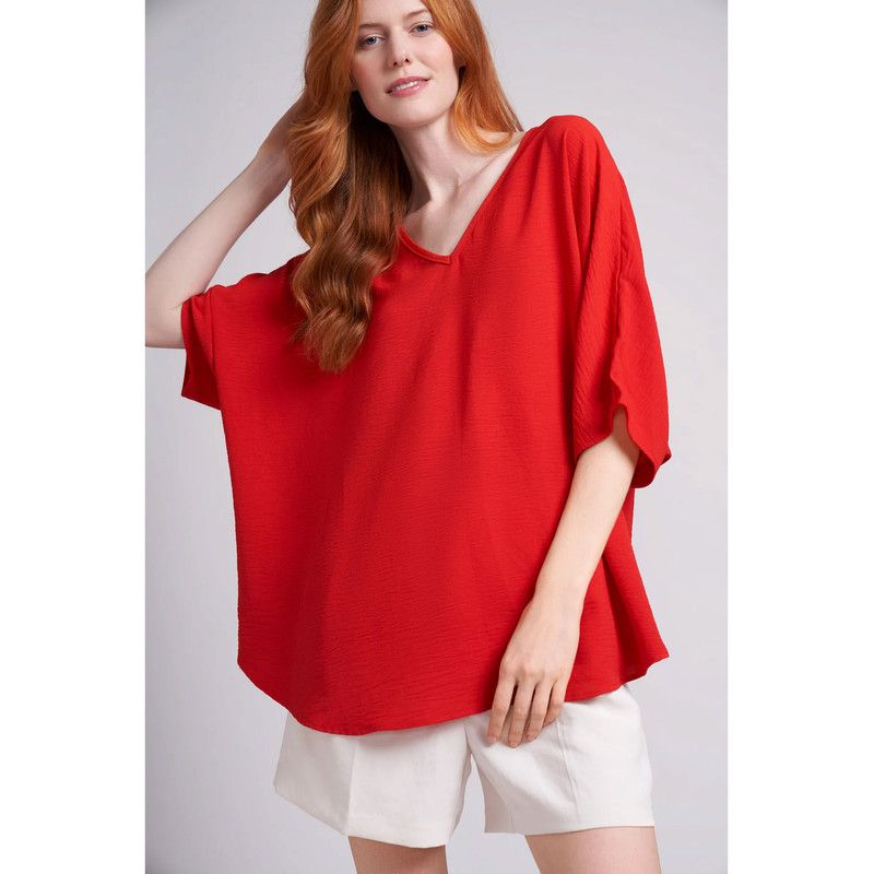 Women's Claire Very Oversided Lightwieght V-Neck Top