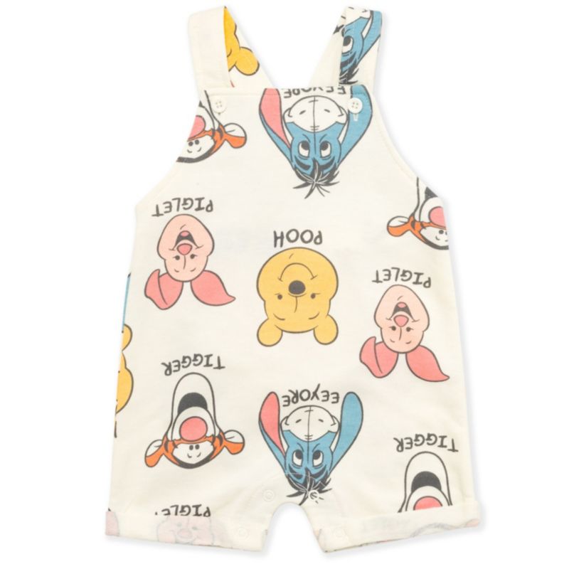Baby Boys Tigger French Terry Short Overalls T-Shirt and Hat 3 Piece Outfit Set