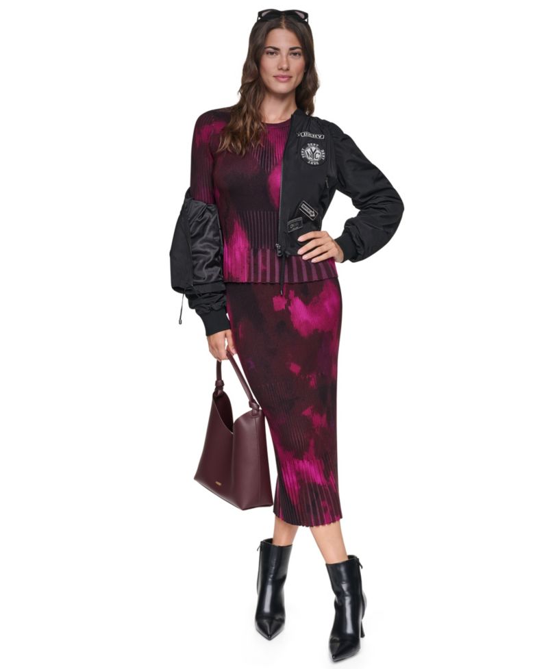 Women's Printed Mix-Rib Sweater