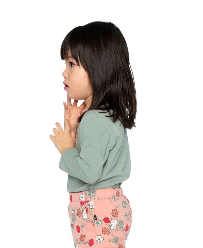 Little and Big Girl(6-8) Cotton Long Sleeve T-Shirt Sage