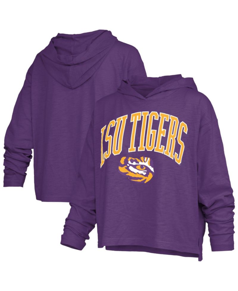 Women's Nelson LSU Tigers Relaxed-Fit Slub Long-Sleeve Hooded T-Shirt