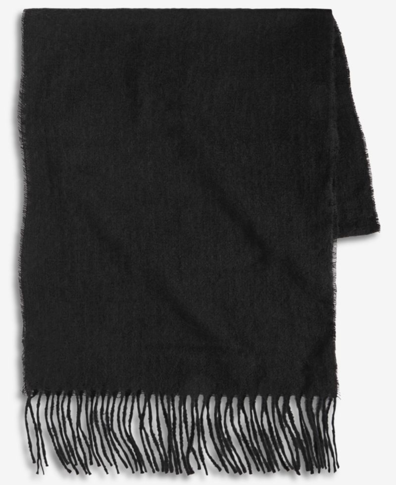 Women's Box Check Weave Solid Feathersoft Wrap Scarf