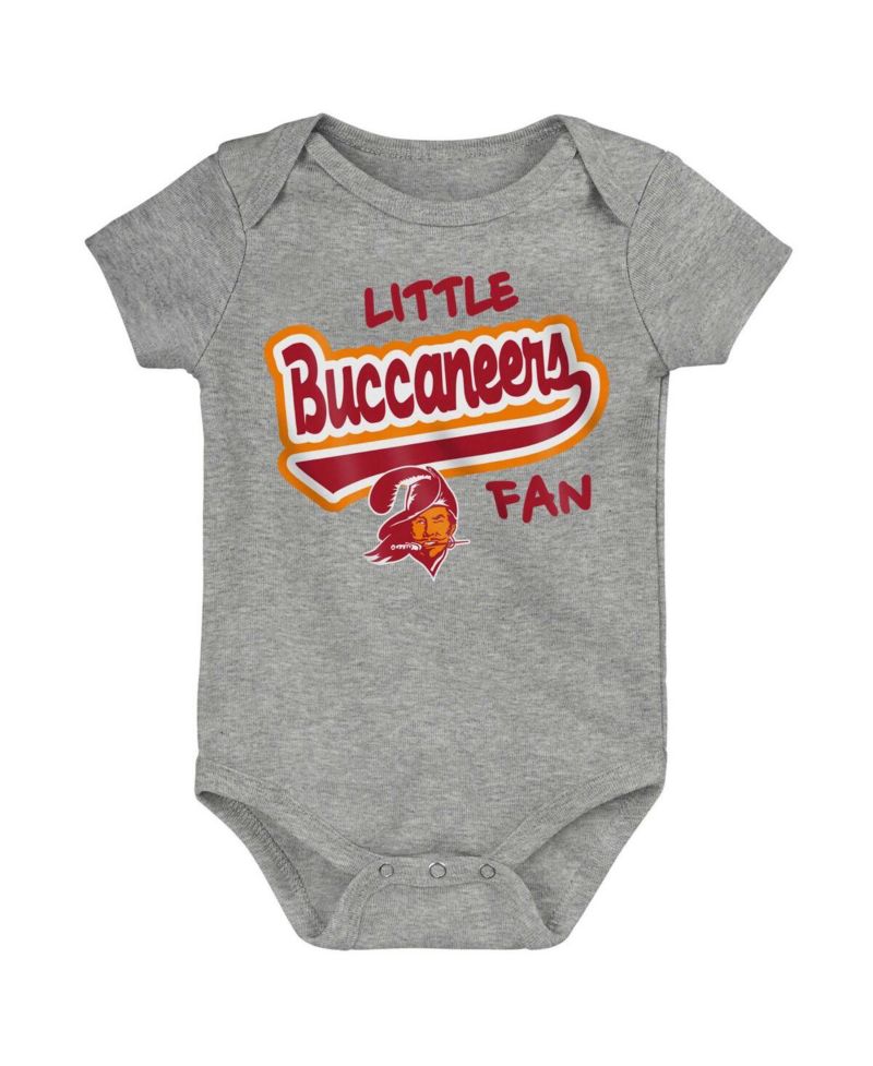Baby Boys and Girls Heather Gray Distressed Tampa Bay Buccaneers Retro Little Baller Bodysuit