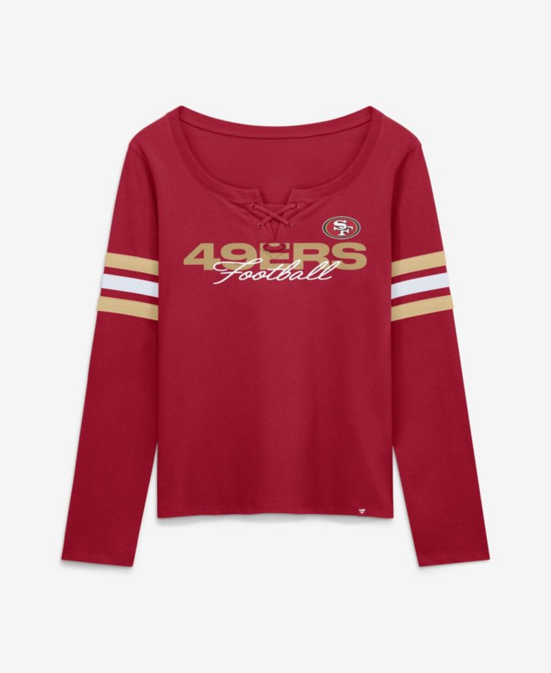 Women's Scarlet San Francisco 49ers Team First Coverage Scheme Lace-Up Long Sleeve T-Shirt