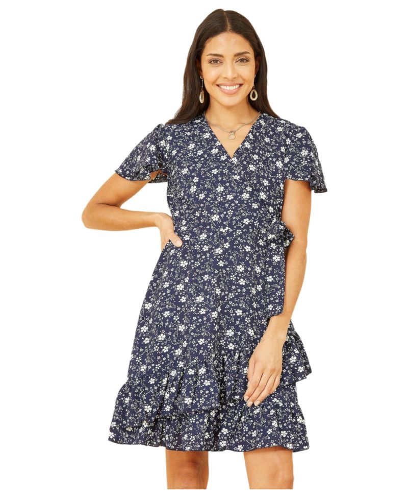 Women's Ditsy Floral Wrap Frill Dress