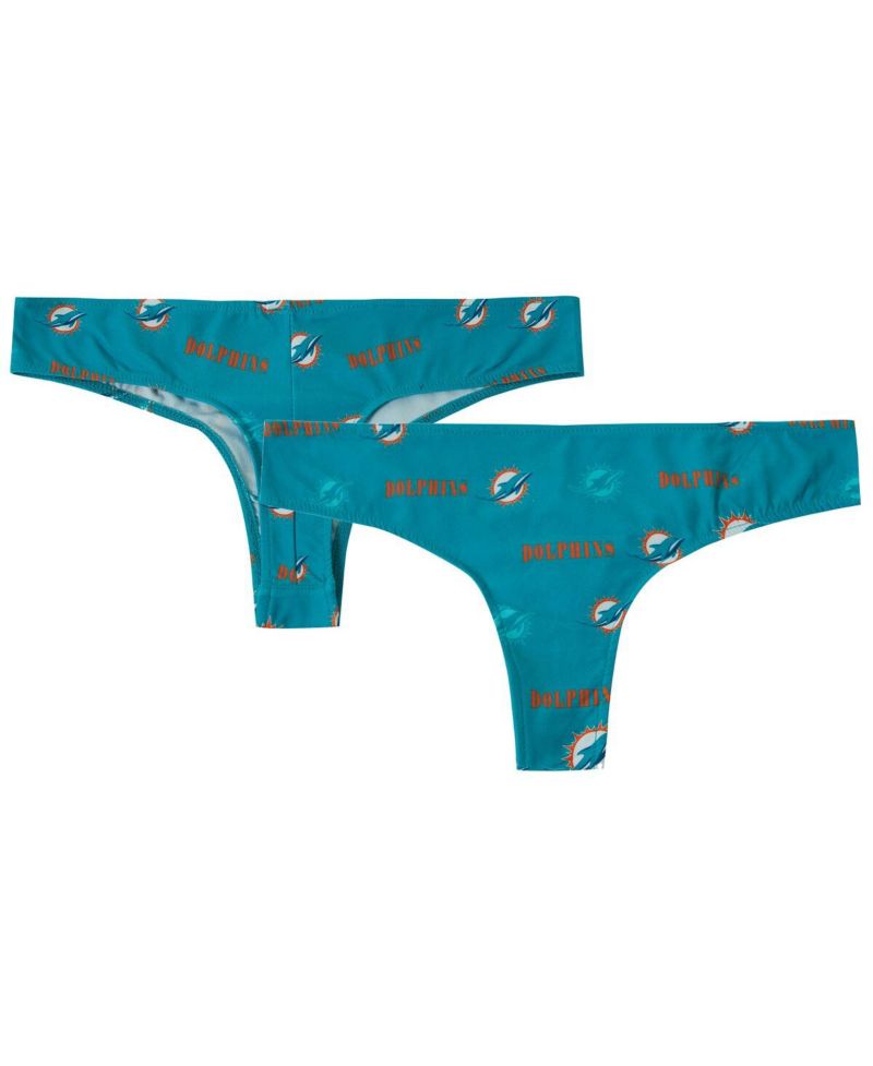 Women's Aqua Miami Dolphins Mosaic All Over Print Thong