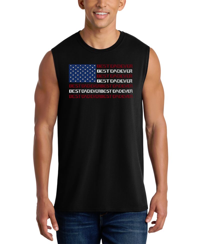 Men's Best Dad Ever American Flag Graphic Tank Top