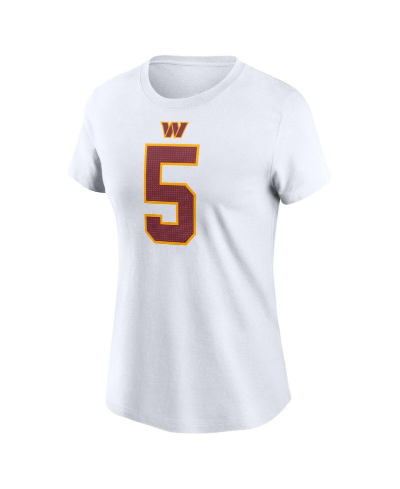 Women's Jayden Daniels White Washington Commanders Super Bowl Era Name & Number T-Shirt