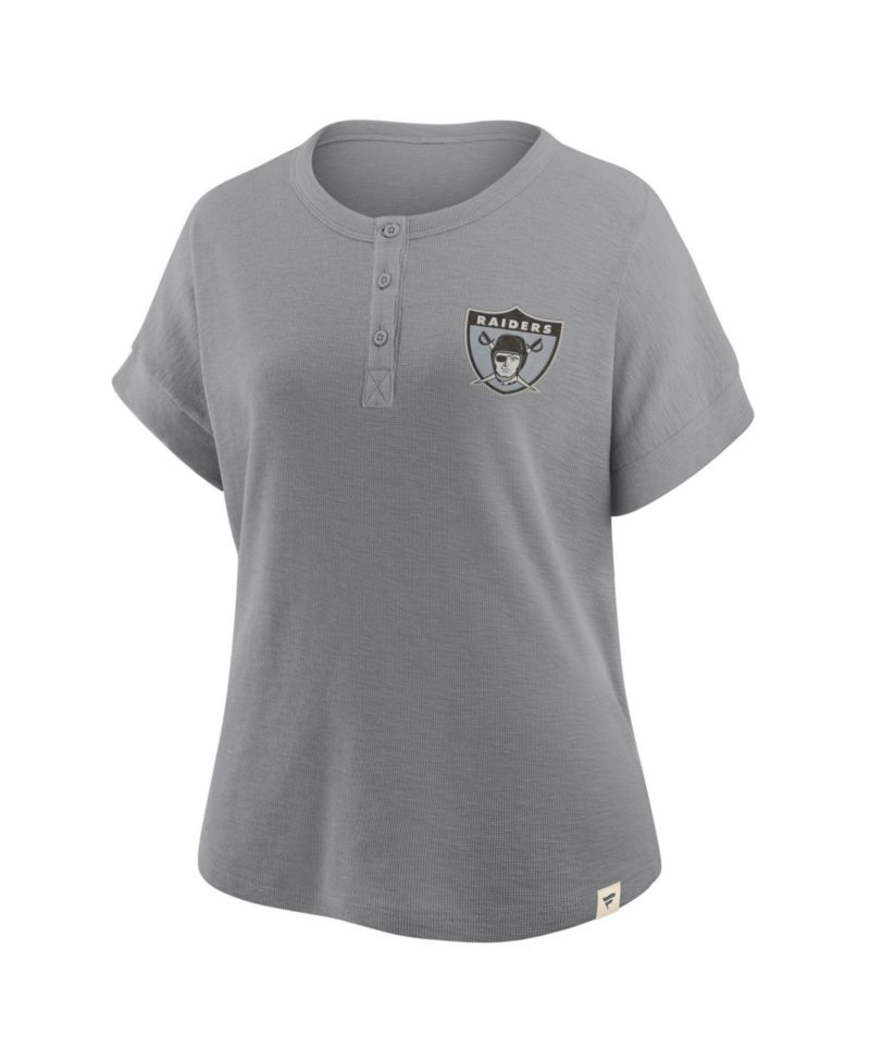 Women's Las Vegas Raiders Hometown Premium Oversized Short-Sleeve Henley Shirt