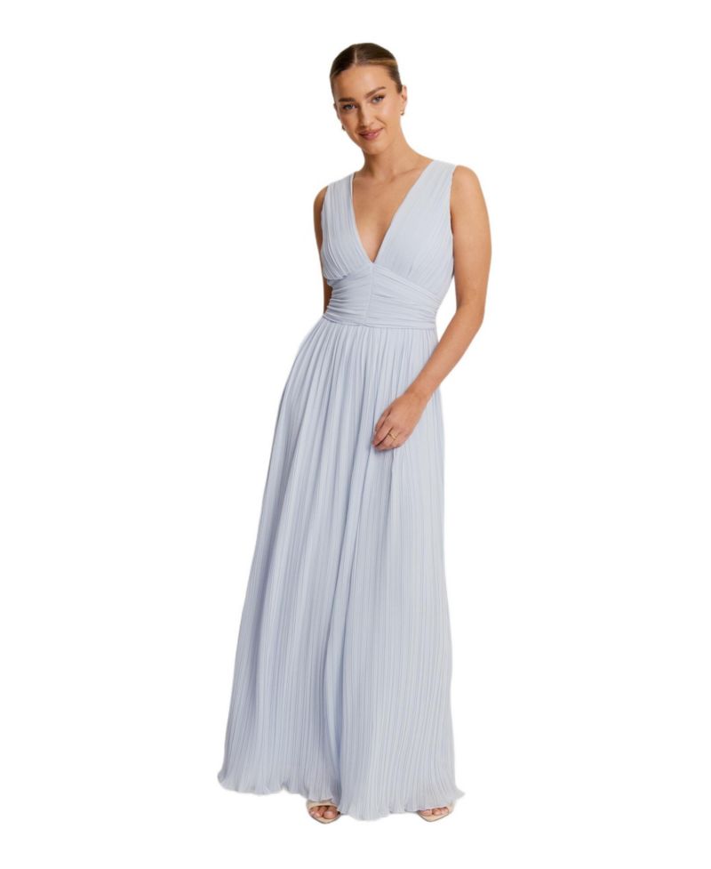 Women's Pleated Plunge Maxi Dress