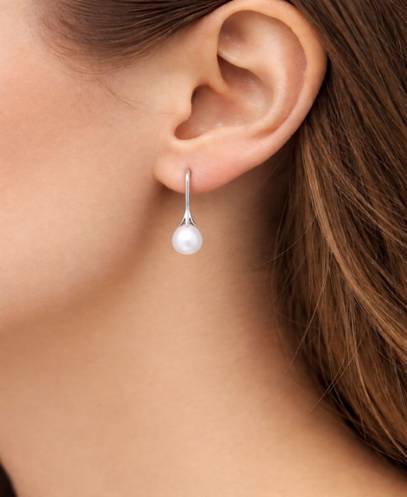 Cultured Freshwater Pearl (7-8 mm) Wire Earrings in Sterling Silver