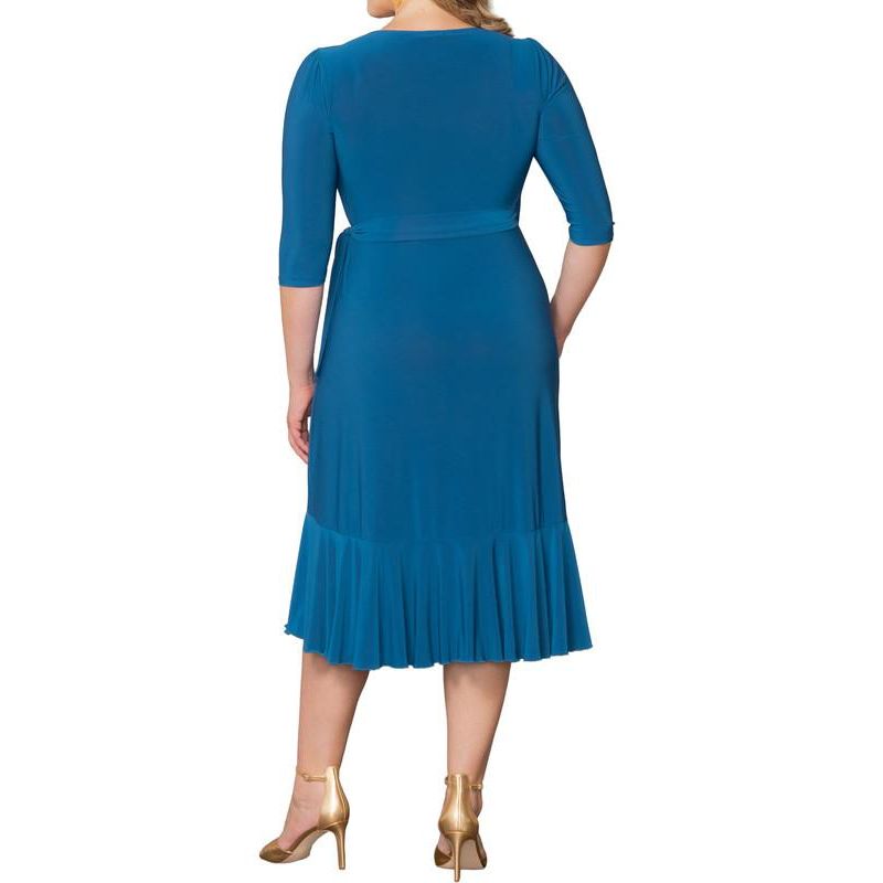 Plus Size Whimsy Ruffled Midi Wrap Dress