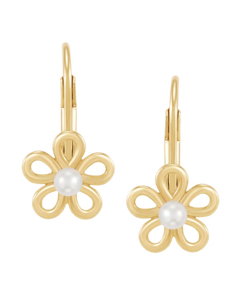 Cultured Freshwater Pearl (2.5-3mm) Earrings in 14k Yellow Gold-Plated Sterling Silver