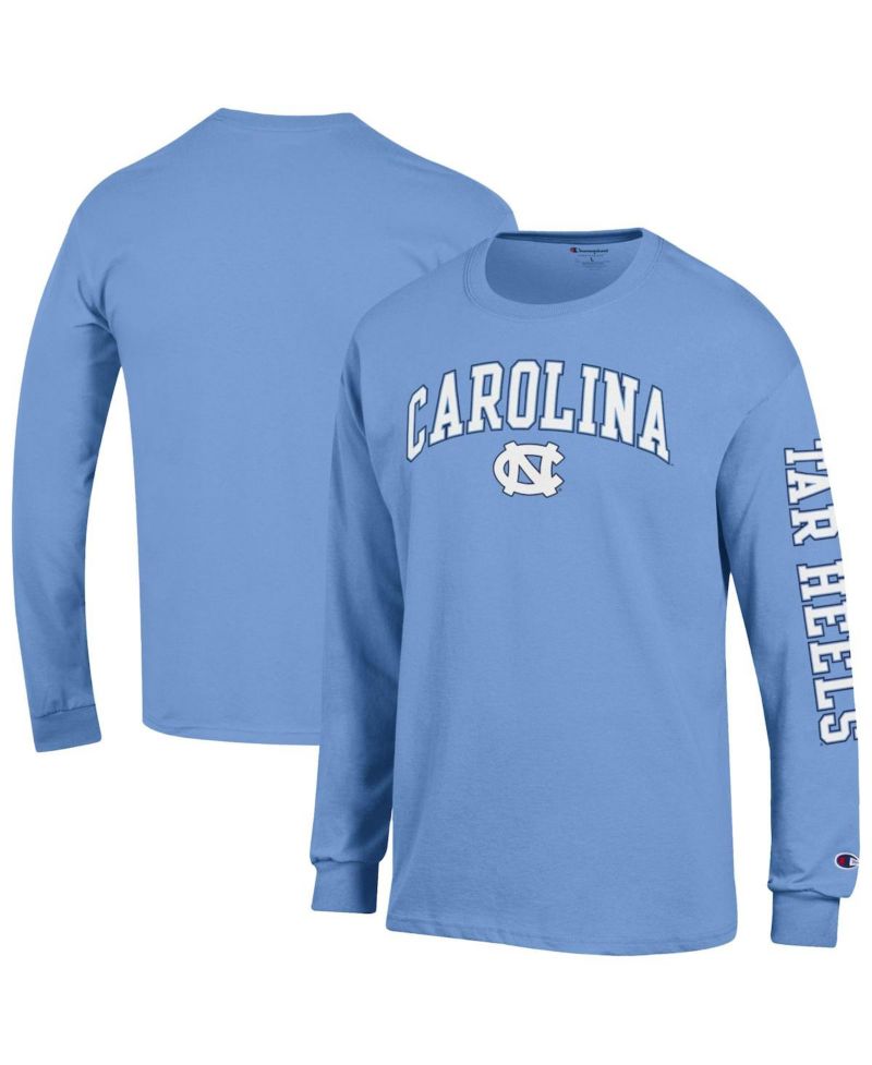 Men's Carolina Blue North Carolina Tar Heels Arch Over Logo 2-Hit Long Sleeve T-Shirt