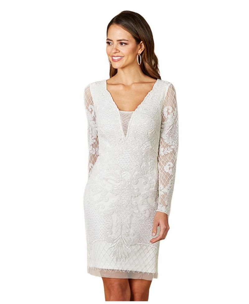 Women's Carla Long Sleeve Beaded Lace Mini Dress