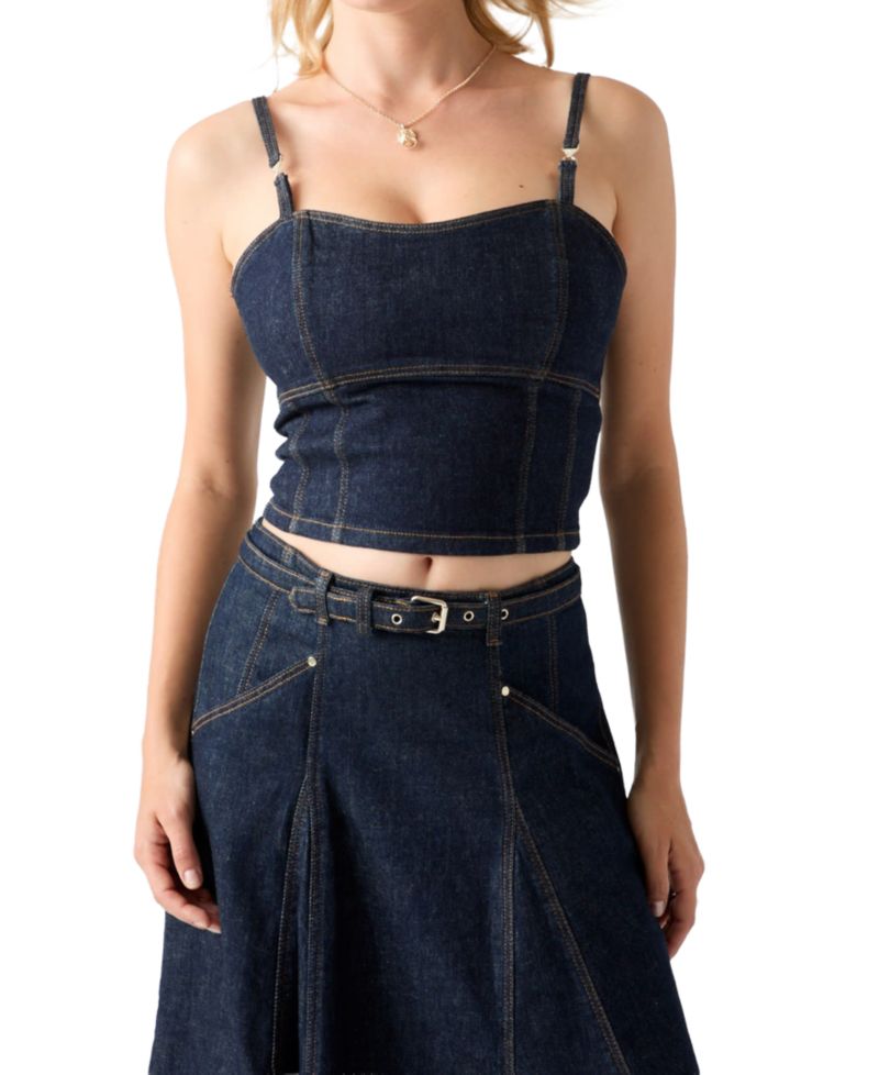 Women's Zelda Denim Cropped Bustier Top