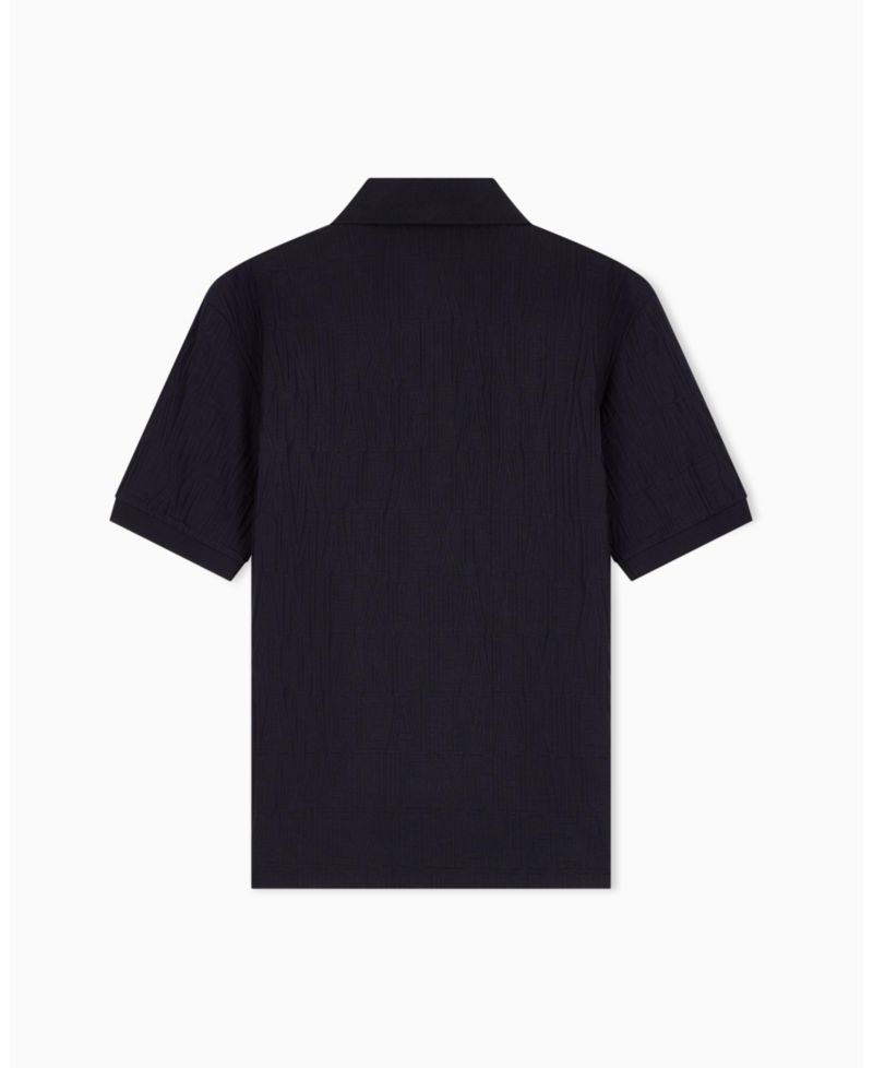 Men's Mercerized Jacquard Cotton All Over Logo Polo Shirt