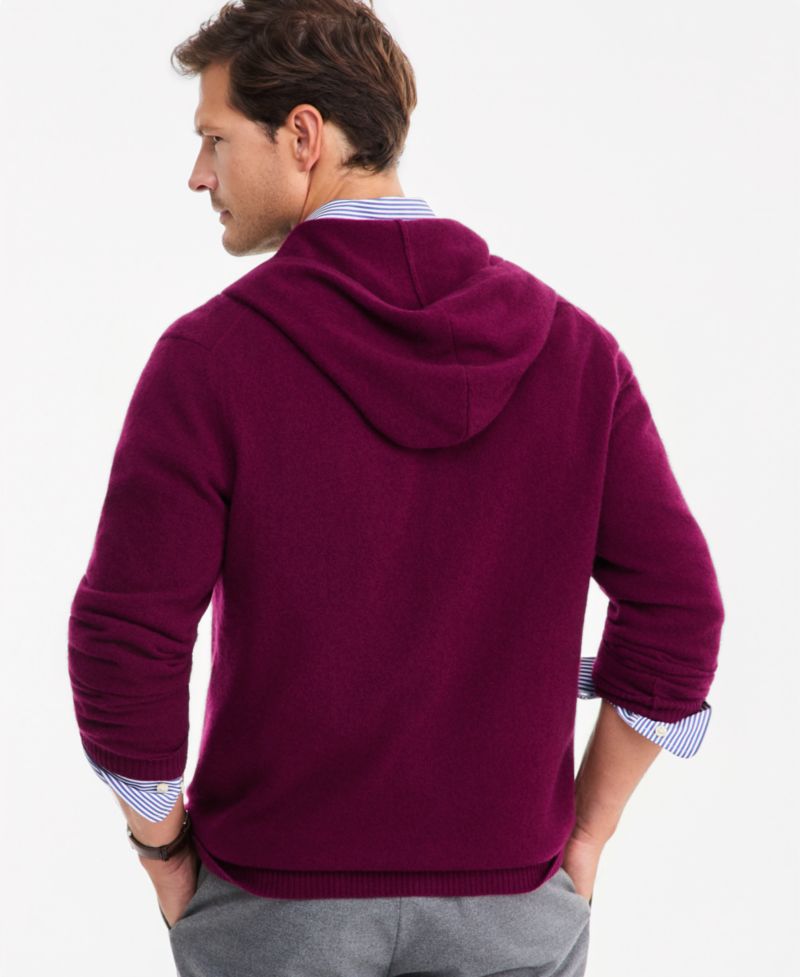 Men's Cashmere Long-Sleeve Hooded Zip-Up Sweater