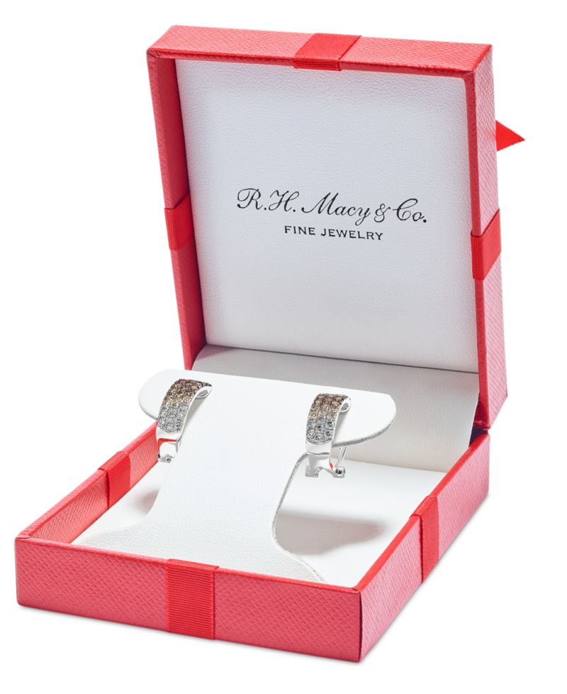 Ombr&eacute; Chocolate Diamond & Nude Diamond (1-1/4 ct. t.w.) Omega Hoop Earrings in 14k Rose Gold, White Gold or Yellow Gold