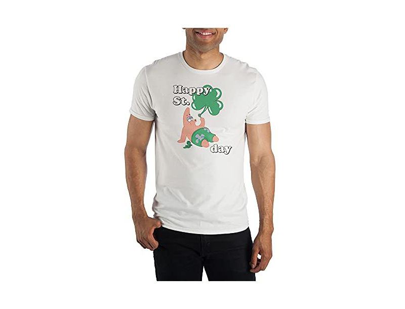 Men's St. Patricks Day Patrick Star White Graphic Tee - L