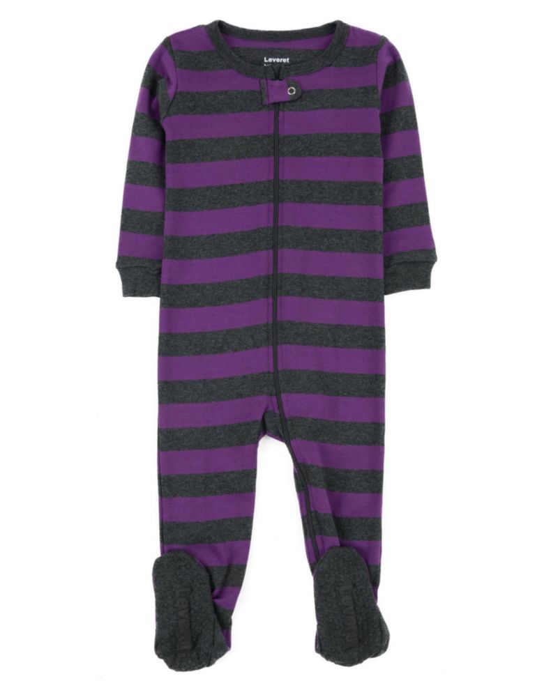 Toddler Footed Cotton Striped Holiday Pajamas