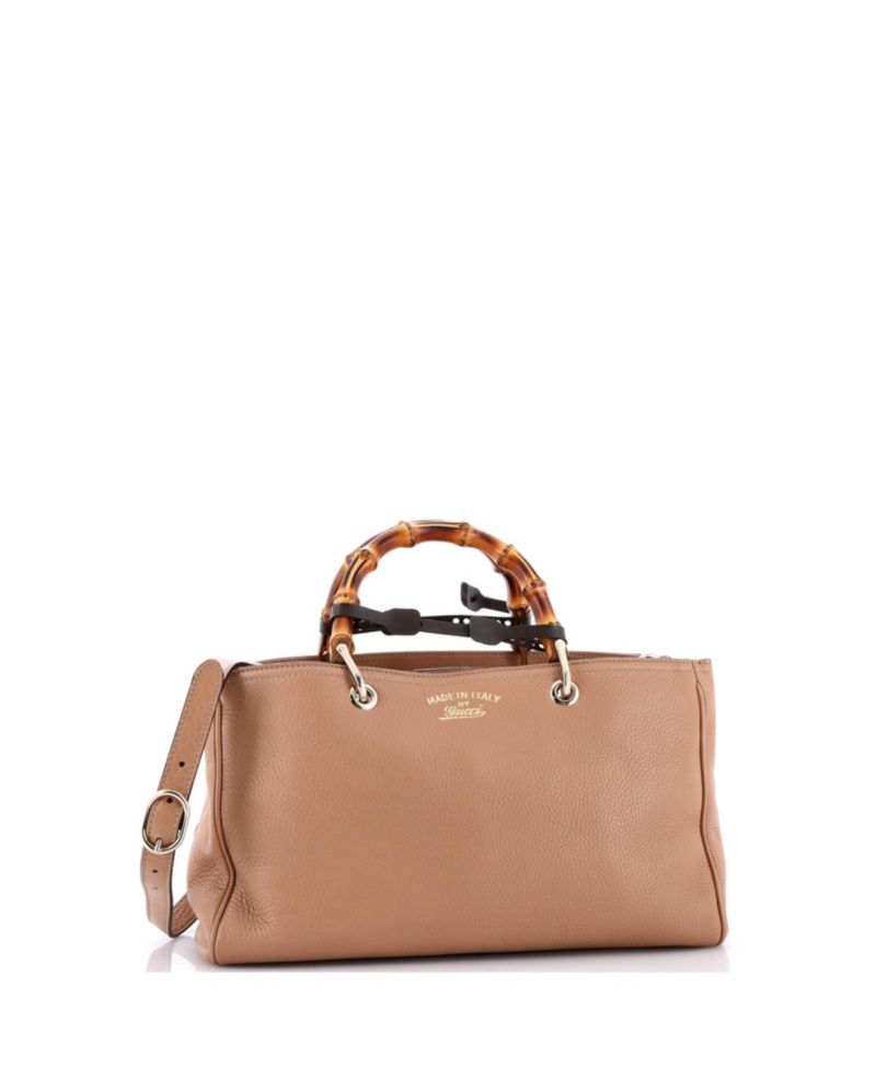 Medium Bamboo Shopper Tote Leather