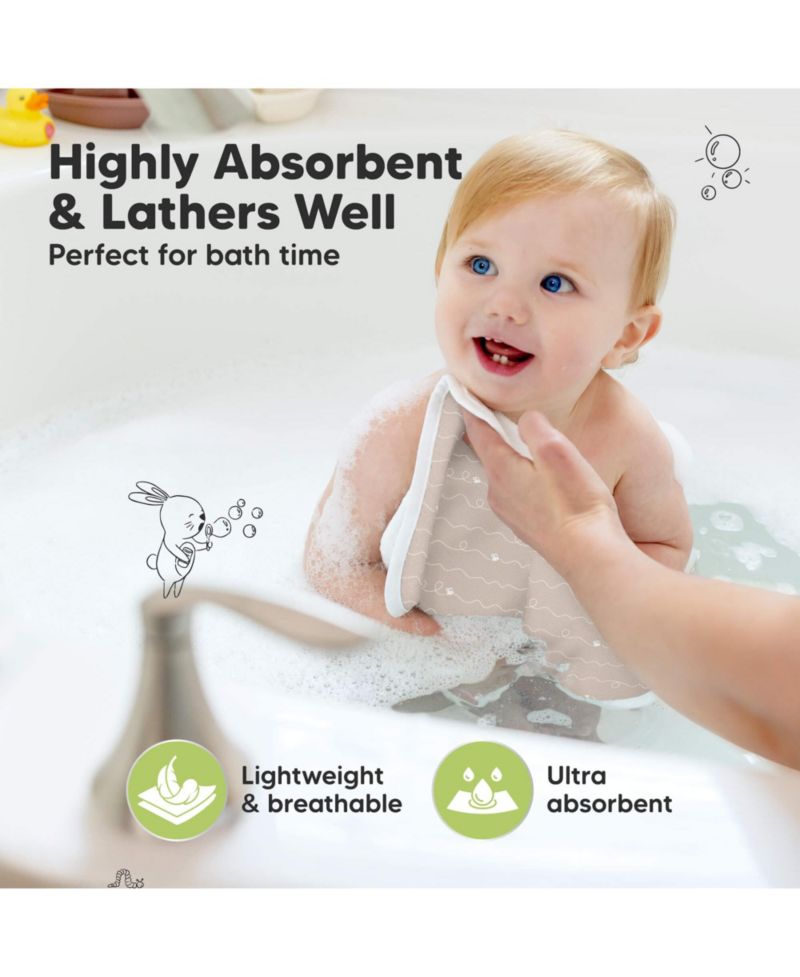 6-Pack Cami Baby Washcloths for Newborn, Cotton Face Wash Cloths for Babies, Soft & Absorbent Baby Bath Towels