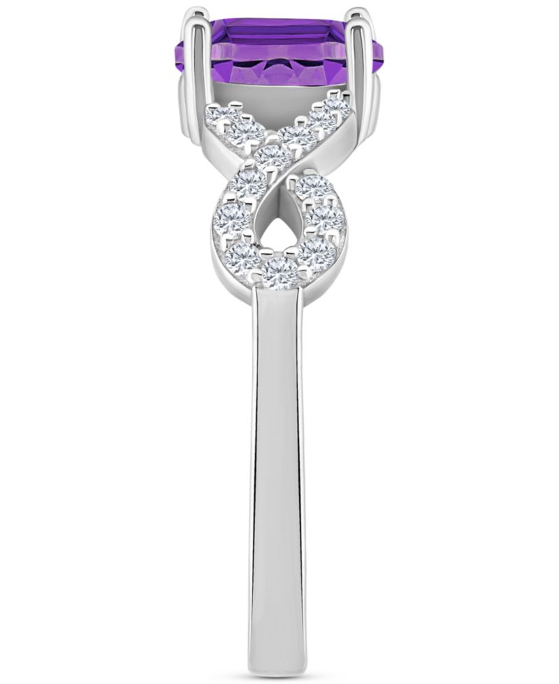 Rhodolite Garnet (1 ct. t.w.) & White Topaz (1/4 ct. t.w.) Twist Ring in Sterling Silver (Also in Citrine, Blue Topaz, Amethyst, & Periodt)