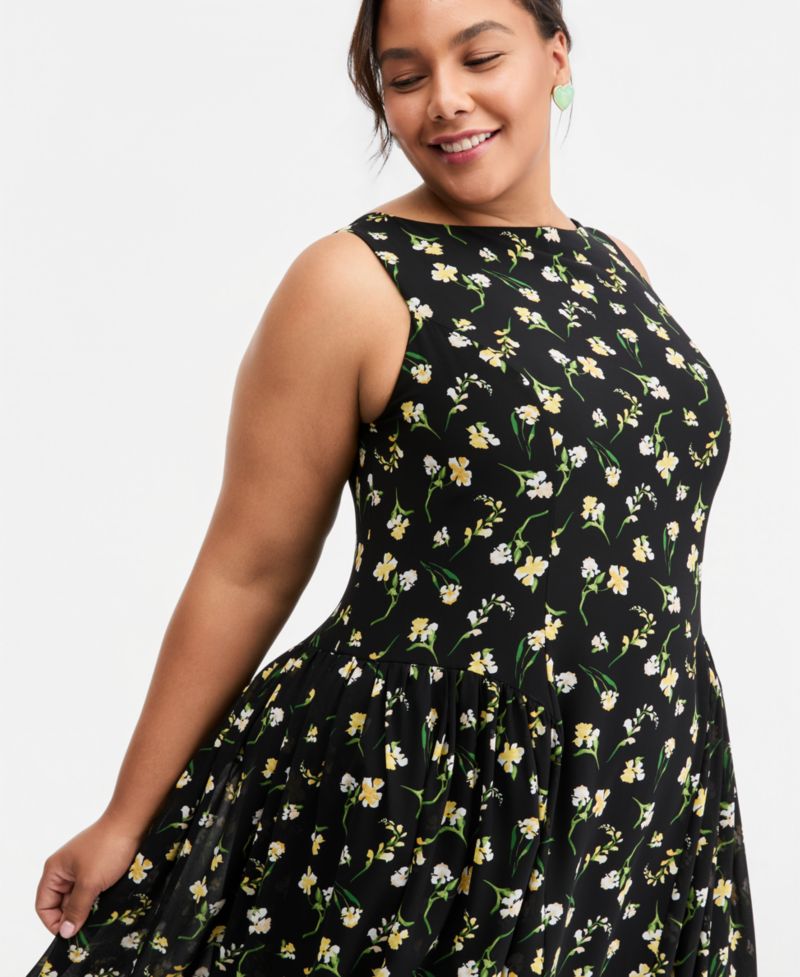 Plus Size Drop-Waist Midi Dress